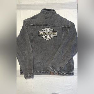 Vintage Mens HARLEY DAVIDSON Embroidered Logo Denim Jean Jacket Size Medium